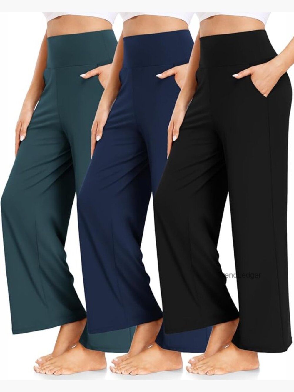 3 Pack Wide Leg Yoga Pants High Waisted Lounge Pockets
